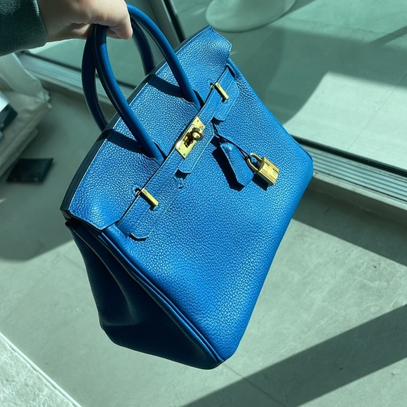 Birkin HERMES 25 Bleu France 100% authentic - Picture 15 of 16